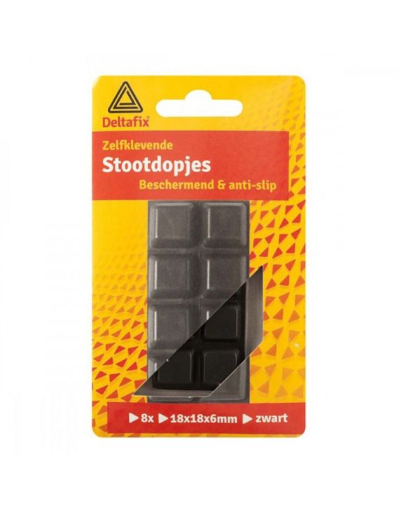 Deltafix Stootdopjes 18x18mm Zwart set 8st