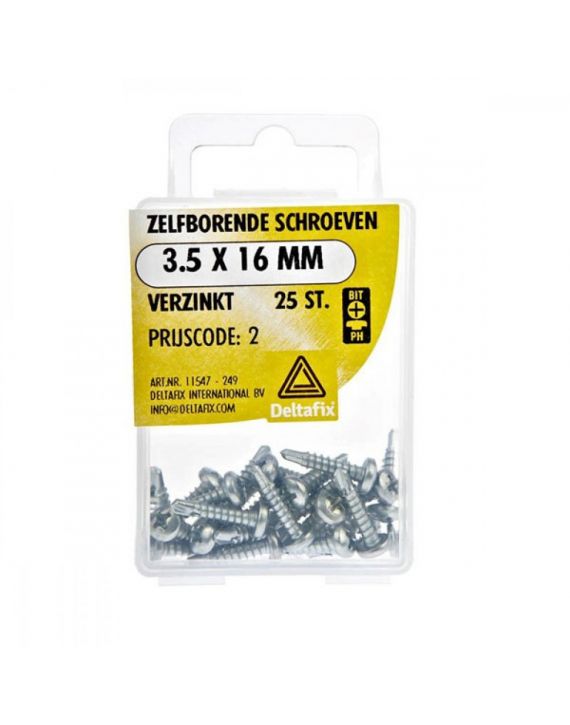 Deltafix Zelfborende Schroef Verzinkt 3.5x16mm Set 25st