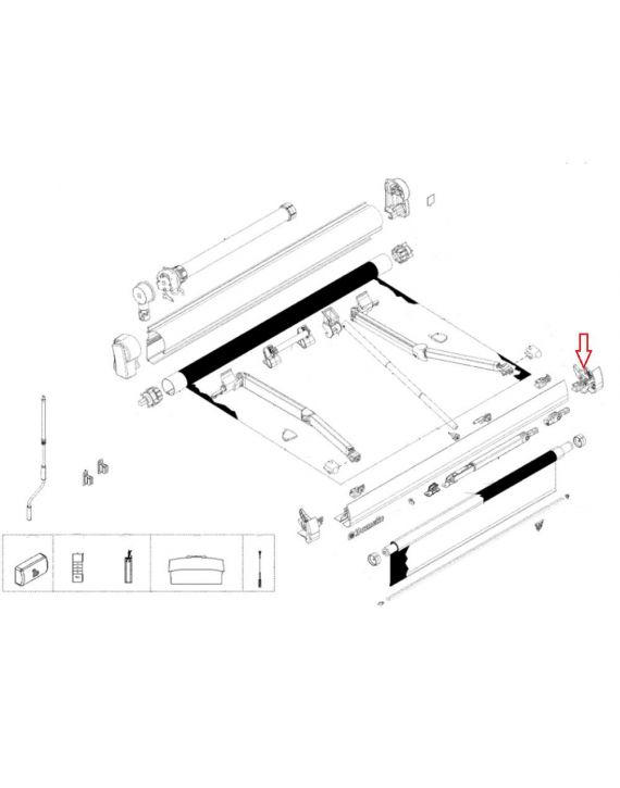 Dometic Eindkap Leadrail Rechts Wit PW1500